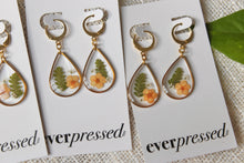 Load image into Gallery viewer, Teardrop Orange + Fern Huggies (gold)
