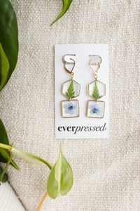 Fern & Forget Me Not Geometric Earrings