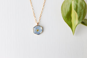 Forget Me Not Hexagon Necklace