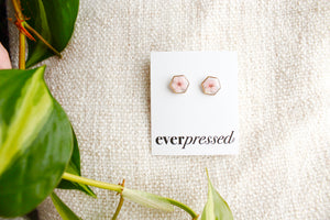 Pink Hexagon Studs