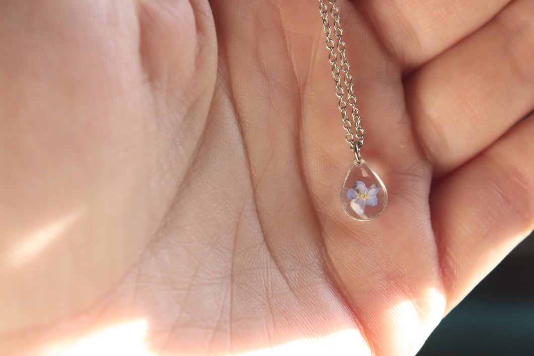 Forget Me Not Teardrop Necklace