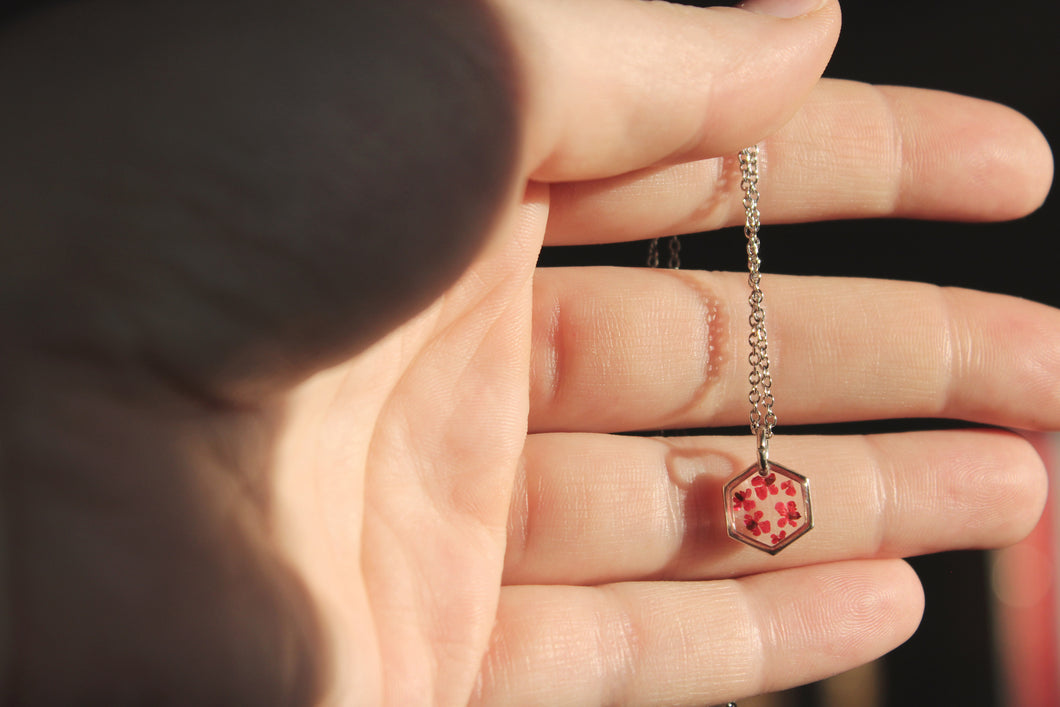 Queen Anne's Lace Hexagon Necklace